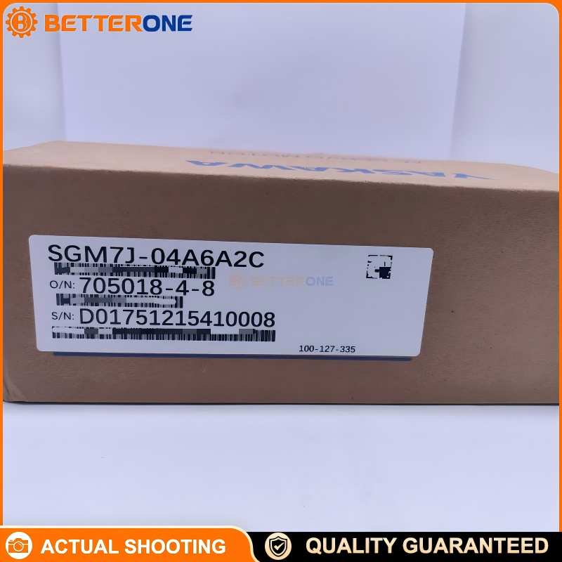 Yaskawa SGM7J-04A6A2C Sigma-7 Rotary Servo Motor, 200V Class, 0.4kW (400W), 3000rpm Rated / 6000rpm Max, 24-Bit Batteryless Absolute Encoder, With 24VDC Holding Brake, 60mm Flange, Straight Shaft (No Key)