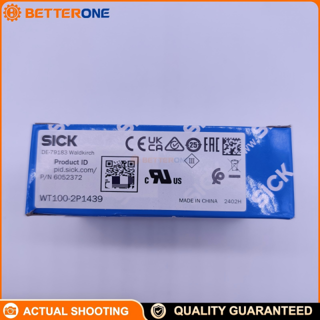 SICK WT100-2P1439 Photoelectric Proximity Sensor (W100-2), Diffuse/Energetic, 0–750mm Range (Max 1200mm), PNP Output, 10–30VDC, Light/Dark Switching, 1kHz, 0.5ms Response, IP67, 2m 3-Wire Cable, 632nm Red LED