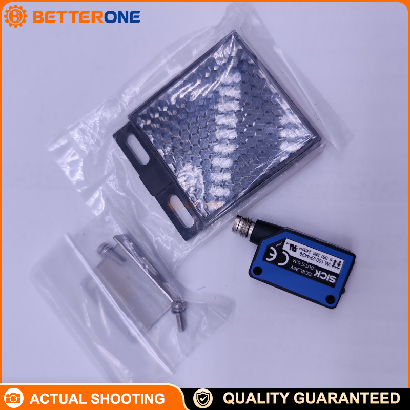 SICK WL100-2P4429 Photoelectric Retro-Reflective Sensor (6052386), Dual Lens, 0.01–2.5m (Max 3m), PNP Output, 10–30VDC, Light/Dark Switching, IP67, M8 4-Pin Connector, 632nm Red LED
