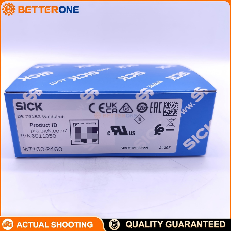 SICK WT150-P460 Photoelectric Proximity Sensor (W150, 6011050), Diffuse with Background Suppression (BGS), 2–100mm, PNP Output 100mA, 10–30VDC, Light/Dark Switching, 1kHz, 0.5ms, IP67, M8 4-Pin, 10×28×18mm