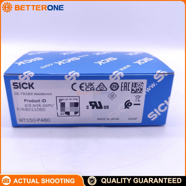SICK WT150-P460 Photoelectric Proximity Sensor (W150, 6011050), Diffuse with Background Suppression (BGS), 2–100mm, PNP Output 100mA, 10–30VDC, Light/Dark Switching, 1kHz, 0.5ms, IP67, M8 4-Pin, 10×28×18mm