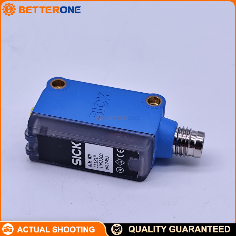 SICK KTM-WN11187P Contrast Sensor, KTM Series Registration/Color Mark Sensor, RGB LED, Teach-in Button, NPN Switching Output, 12–24VDC, Compact 12mm Housing, M12 4-Pin Connection, Sensing Distance ≤12.5mm
