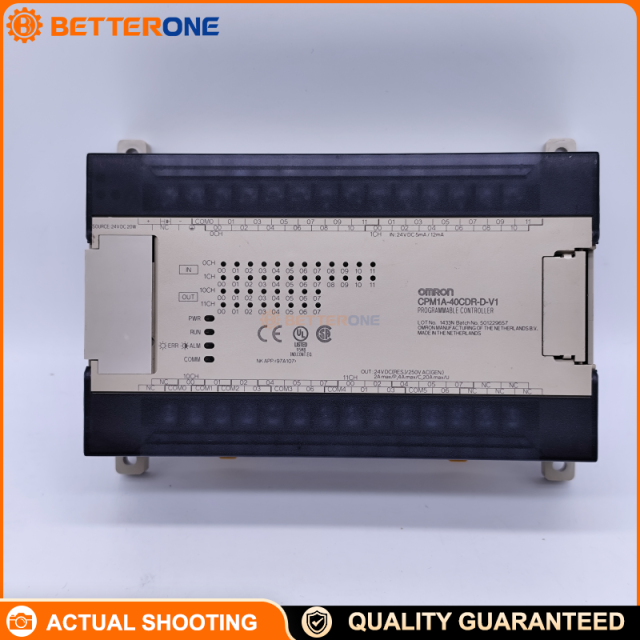 OMRON CPM1A-40CDR-D-V1 PLC CPU, 40 I/O (24 Digital Inputs + 16 Relay Outputs), 24VDC Supply, Built-in RS-232C, 1K Words Program Memory, DIN Rail/Chassis Mount, Expandable Up to 3 Modules