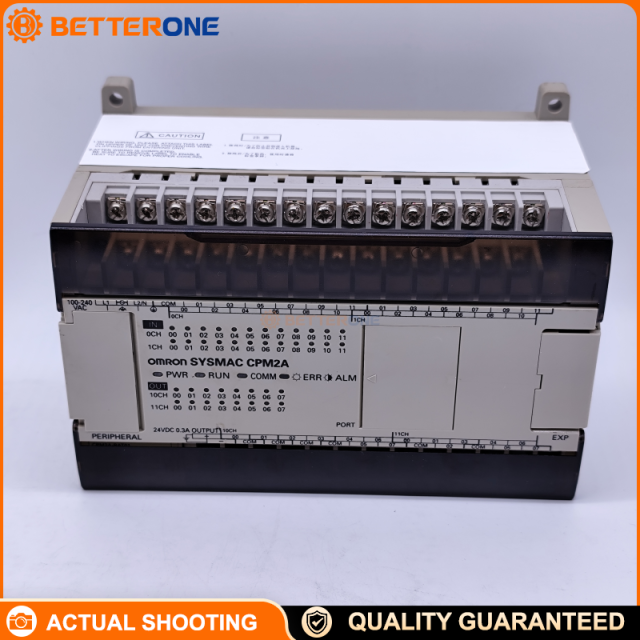 OMRON CPM2A-40CDR-A Micro PLC CPU, 40 I/O (24 Digital Inputs + 16 Relay Outputs), 100–240VAC 50/60Hz, Built-in RS-232C & Peripheral Ports, Expandable Up to 120 I/O (3 Modules), 4,096 Words Program Capacity, RTC, 24VDC Aux 300mA (AC Type)