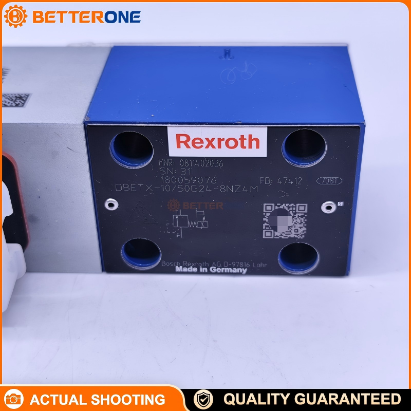 Bosch Rexroth DBETX-10-50G24-8NZ4M Proportional Pressure Relief Valve (Pilot Valve), NG6 ISO 4401-03-02-0-94, 50 bar Stage, 24VDC, 0.8A Solenoid, DIN 43650-AM2, NBR Seals, IP65