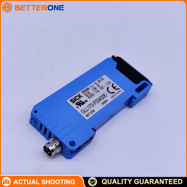 SICK GLL170-P334S06 Fiber-Optic Amplifier, PNP Output, 10–30VDC, Light/Dark Switching, 0–190mm Proximity / 0–800mm Through-Beam (with Fiber), Visible Red 632nm LED, M8 4-Pin, IP66
