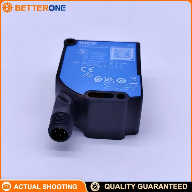 SICK KTS-WB91141152ZZZZ Contrast Sensor, KTS Series, RGB LED 470/525/625nm, ≤13mm Distance (±5mm), Push-Pull PNP/NPN Output, 10.8–28.8VDC, 50kHz, 10µs Response, M12 5-Pin, IP67