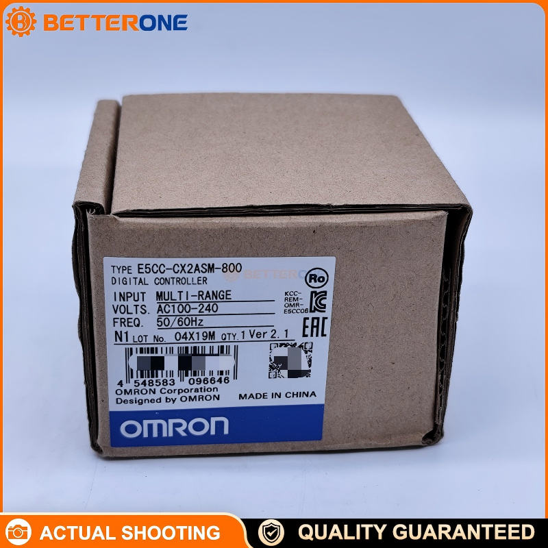 OMRON E5CC-CX2ASM-800 Digital Temperature/Process Controller, 1/16 DIN 48×48mm, Universal Input (TC/RTD/Analog), 100–240VAC, Linear Current Output 4–20mA (0–20mA), 2 Auxiliary Outputs, 50ms Sampling, Short Body 60mm
