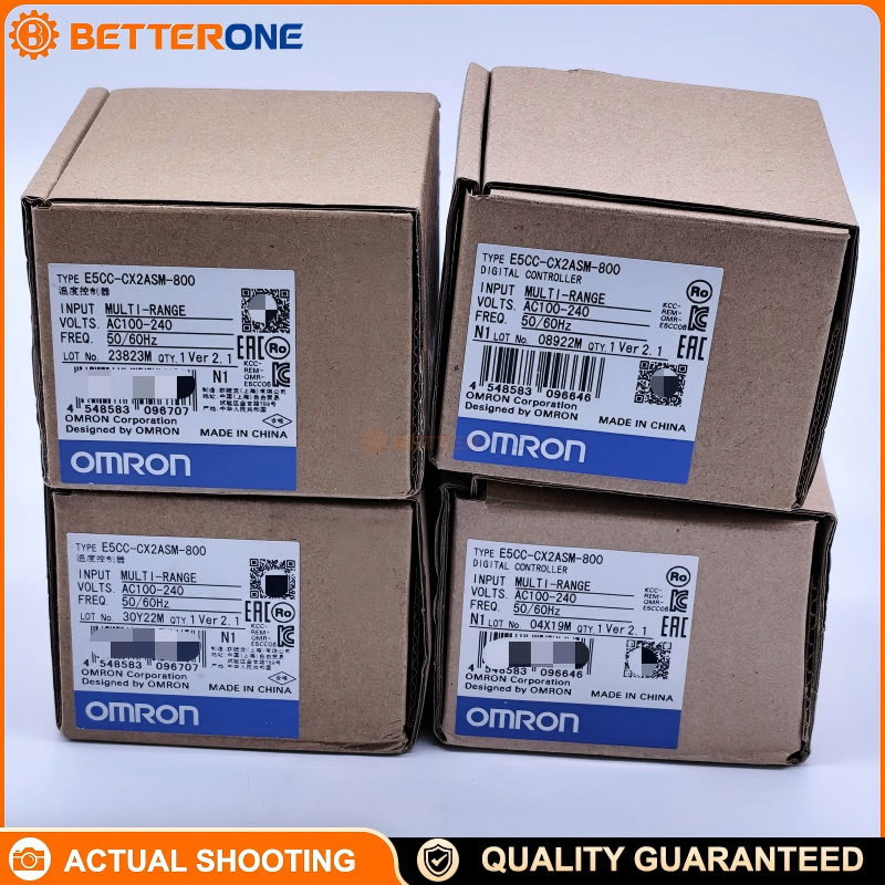 OMRON E5CC-CX2ASM-800 Digital Temperature/Process Controller, 1/16 DIN 48×48mm, Universal Input (TC/RTD/Analog), 100–240VAC, Linear Current Output 4–20mA (0–20mA), 2 Auxiliary Outputs, 50ms Sampling, Short Body 60mm