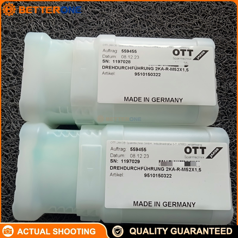 OTT-JAKOB 95.101.503.2.2 Rotary Union 2KA-R-M52x1.5 for CNC Spindle, Coolant + Hydraulic Unclamping + Cleaning Air, 10,000rpm, Coolant 80bar, Hydraulic 160bar (n=0), Air 10bar (n=0), ISO 4406 -/17/14, <50µm Filter