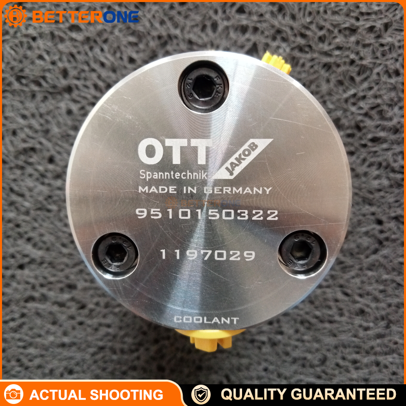 OTT-JAKOB 95.101.503.2.2 Rotary Union 2KA-R-M52x1.5 for CNC Spindle, Coolant + Hydraulic Unclamping + Cleaning Air, 10,000rpm, Coolant 80bar, Hydraulic 160bar (n=0), Air 10bar (n=0), ISO 4406 -/17/14, <50µm Filter