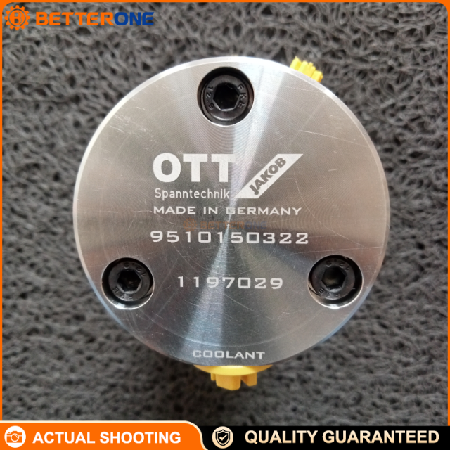 OTT-JAKOB 95.101.503.2.2 Rotary Union 2KA-R-M52x1.5 for CNC Spindle, Coolant + Hydraulic Unclamping + Cleaning Air, 10,000rpm, Coolant 80bar, Hydraulic 160bar (n=0), Air 10bar (n=0), ISO 4406 -/17/14, <50µm Filter