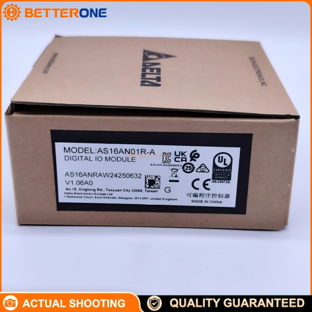 Delta AS16AN01R-A AS Series PLC Digital Output Module, 16DO Relay Outputs, DIN Rail/Chassis Mount, Pluggable Screw Terminal, IP20, -20~60°C, Switching Up to 240VAC/24VDC