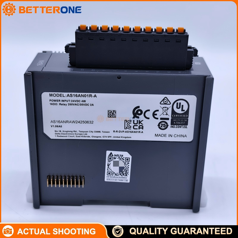 Delta AS16AN01R-A AS Series PLC Digital Output Module, 16DO Relay Outputs, DIN Rail/Chassis Mount, Pluggable Screw Terminal, IP20, -20~60°C, Switching Up to 240VAC/24VDC