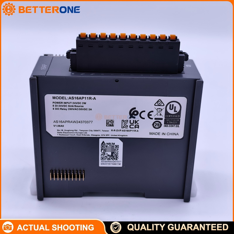 Delta AS16AP11R-A AS Series PLC Mixed I/O Module, 8 Digital Inputs + 8 Relay Outputs, 24VDC Supply, DIN Rail/Chassis Mount, IP20, -20~60°C, Max 2A 10–240VAC / 5–30VDC
