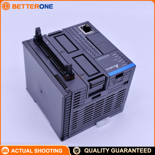 Delta AS324MT-A AS Series PLC Standard CPU, 24VDC, 12DI 12DO Transistor (NPN), Ethernet + 2xRS-485 + USB, 128k Steps Program, Differential High-Speed I/O (5V), DIN Rail Mount