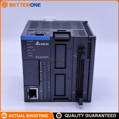 Delta AS324MT-A AS Series PLC Standard CPU, 24VDC, 12DI 12DO Transistor (NPN), Ethernet + 2xRS-485 + USB, 128k Steps Program, Differential High-Speed I/O (5V), DIN Rail Mount