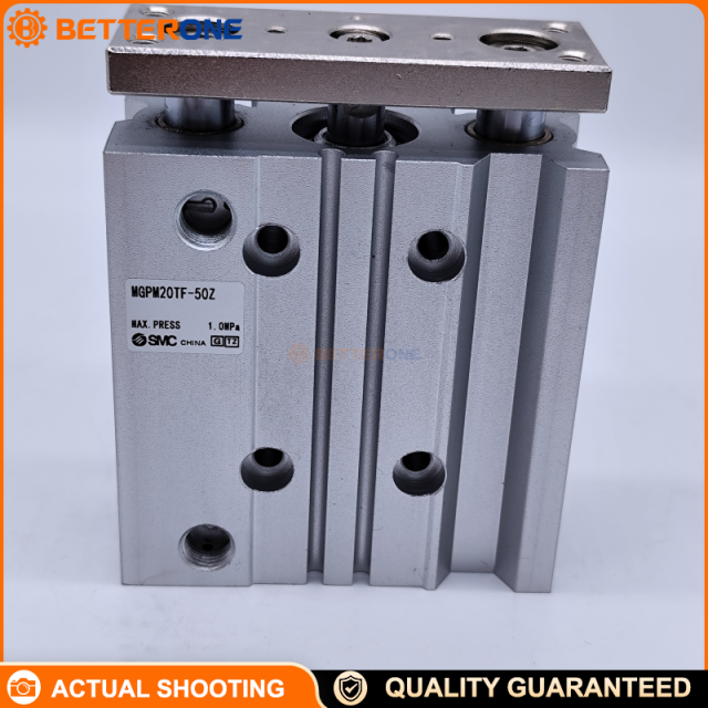SMC MGPM20TF-50Z MGP-Z Compact Guided Cylinder, Slide Bearing, 20mm Bore 50mm Stroke, Double Acting Single Rod, G 1/8 Ports, Rubber Bumper Both Ends