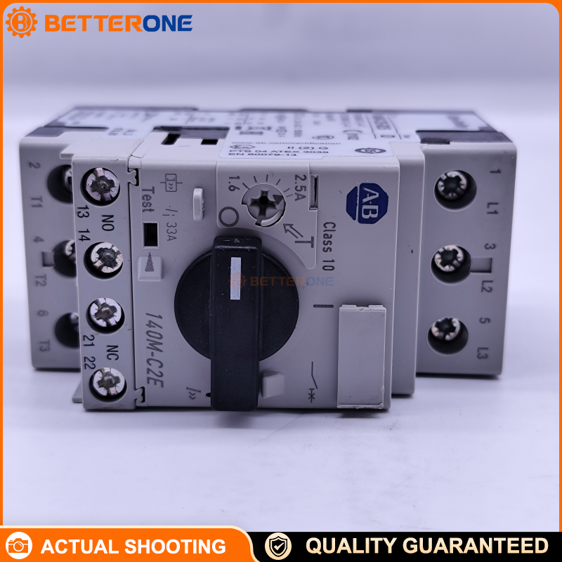 Allen-Bradley 140M-C2E-B25 Motor Protection Circuit Breaker, 3-Pole Thermal-Magnetic MPCB, Adjustable 1.6–2.5A (Class 10), Standard Magnetic Trip 13×Ie, 600VAC, Frame Size C, DIN Rail Mount