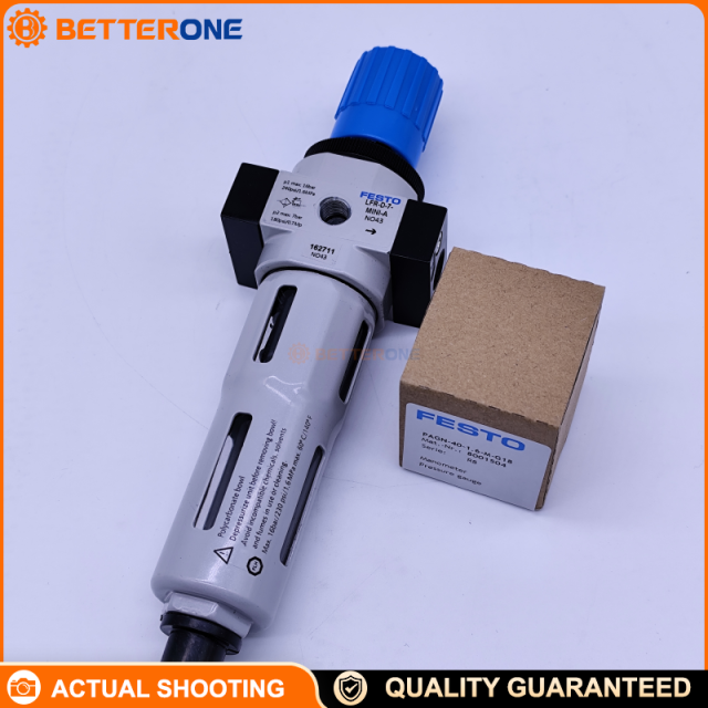 Festo LFR-1/4-D-7-MINI-A Filter Regulator, G1/4 Port, 0.5–7 bar Adjustable Pressure, 40 μm Filter Element, Manual Drain, MINI Series Pneumatic Air Preparation