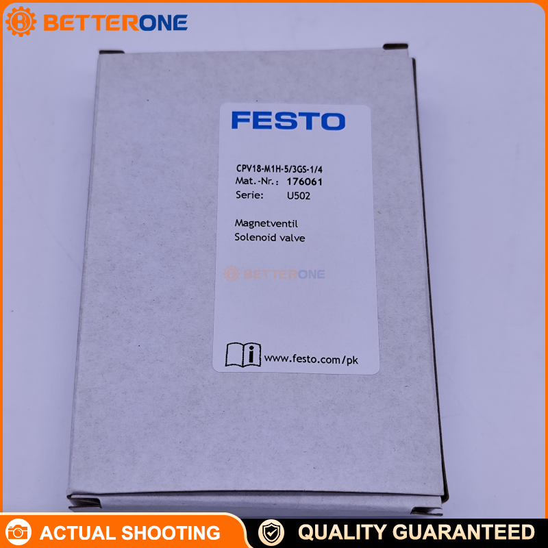 Festo CPV18-M1H-5/3GS-1/4 Pneumatic Valve Terminal, CPV18 Series, 5/3-Way Solenoid Valves (GS Center Closed), G1/4 Ports, Modular Valve Manifold for Industrial Automation