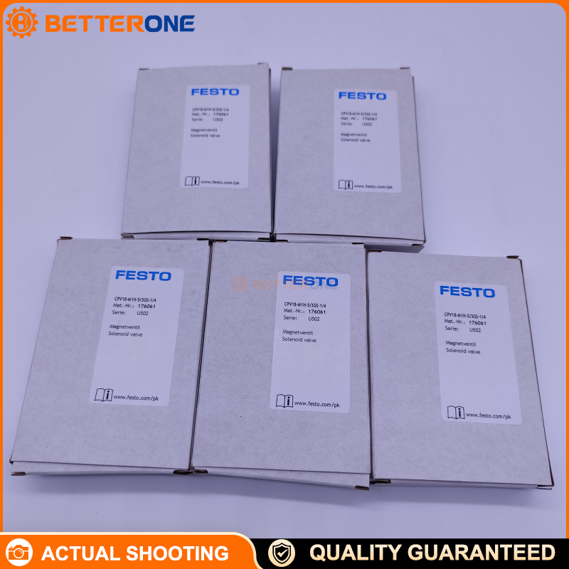 Festo CPV18-M1H-5/3GS-1/4 Pneumatic Valve Terminal, CPV18 Series, 5/3-Way Solenoid Valves (GS Center Closed), G1/4 Ports, Modular Valve Manifold for Industrial Automation