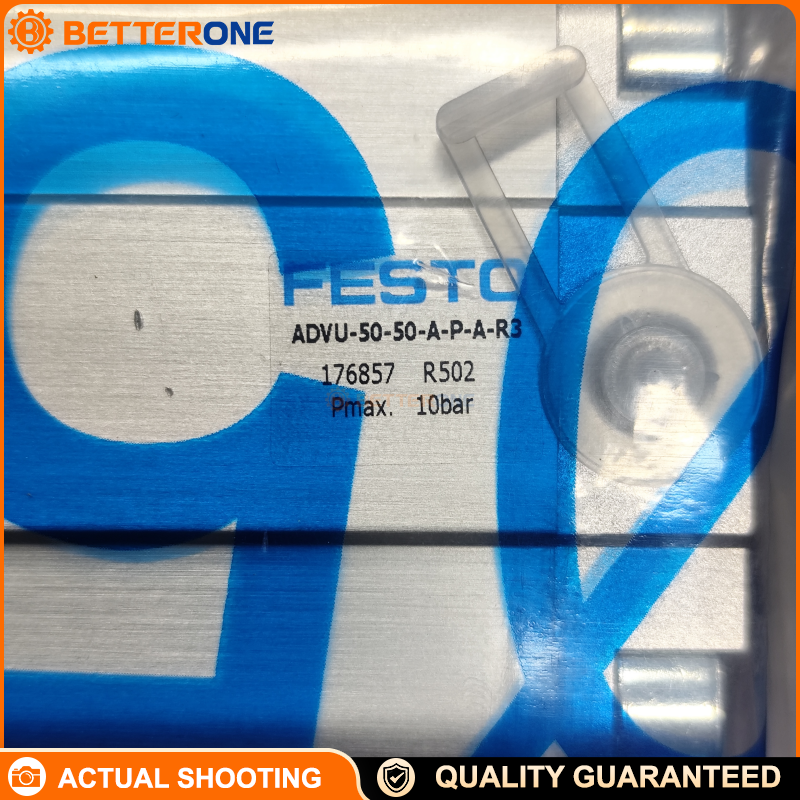 Festo ADVU-50-50-A-P-A-R3 Compact Pneumatic Cylinder, 50mm Bore 50mm Stroke, Double-Acting, Male Rod Thread, Elastic Cushioning Both Ends, 0.8–10 bar, High Corrosion Protection (R3)