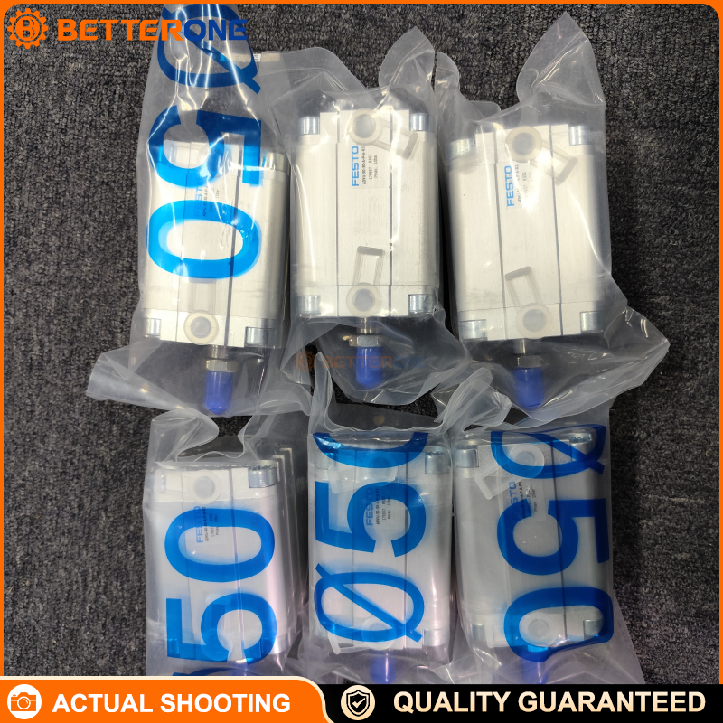 Festo ADVU-50-50-A-P-A-R3 Compact Pneumatic Cylinder, 50mm Bore 50mm Stroke, Double-Acting, Male Rod Thread, Elastic Cushioning Both Ends, 0.8–10 bar, High Corrosion Protection (R3)