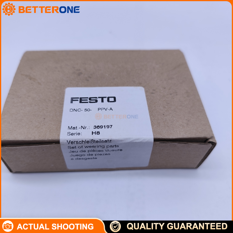 Festo DNC-50-…-PPV-A ISO 15552 Pneumatic Cylinder, 50mm Bore, Stroke 10–2000mm Selectable, Double-Acting, Adjustable Pneumatic Cushioning (PPV), Sensor Ready (A), G1/4 Ports