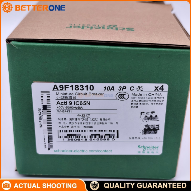 Schneider Electric A9F18310 iC65N Miniature Circuit Breaker (MCB), 3P 10A, C Curve, 400V, 6kA@440V Breaking Capacity, Thermal-Magnetic Protection, DIN Rail Mount, Tunnel Terminals
