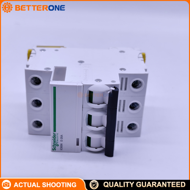 Schneider Electric A9F19325 Acti9 iC65N Miniature Circuit Breaker (MCB), 3P 25A, D Curve, Thermal-Magnetic Protection, 400V, 6kA@440V, DIN Rail Mount, Feed-Through Terminals