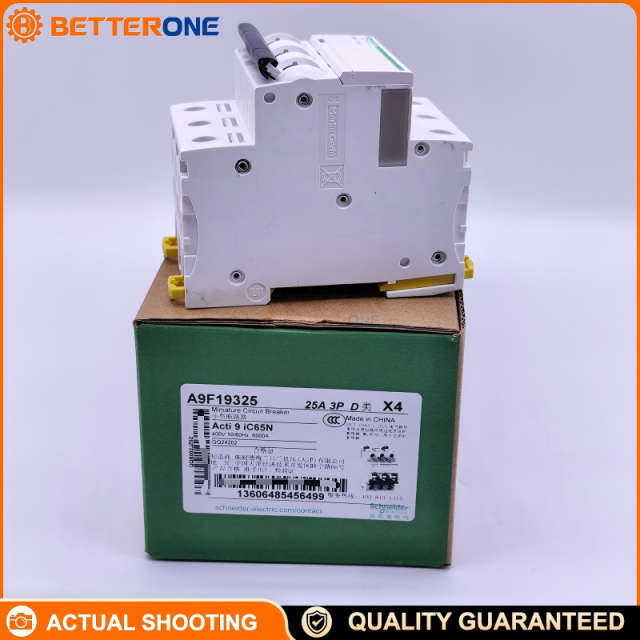 Schneider Electric A9F19325 Acti9 iC65N Miniature Circuit Breaker (MCB), 3P 25A, D Curve, Thermal-Magnetic Protection, 400V, 6kA@440V, DIN Rail Mount, Feed-Through Terminals