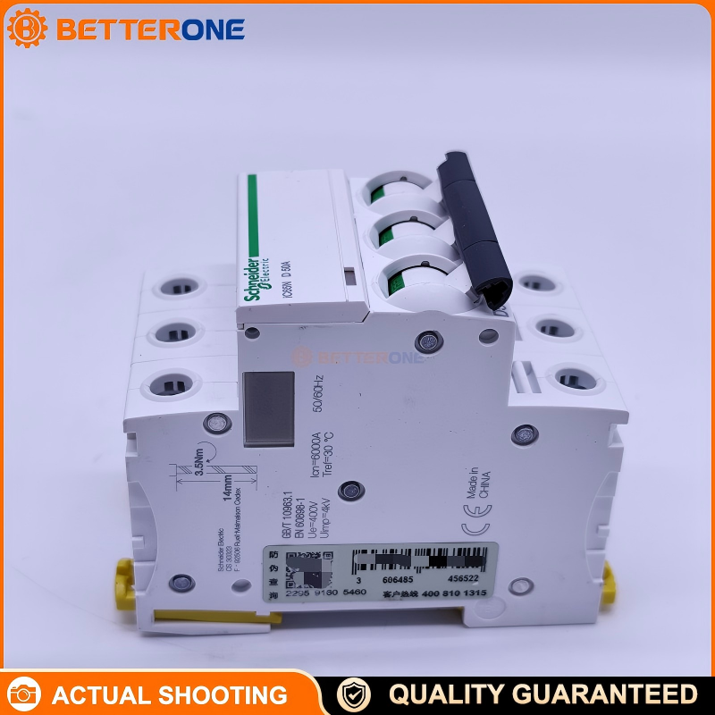 Schneider Electric A9F19350 Acti9 iC65N Miniature Circuit Breaker (MCB), 3P 50A, D Curve, Thermal-Magnetic Protection, 400V, 6kA@440V, DIN Rail Mount