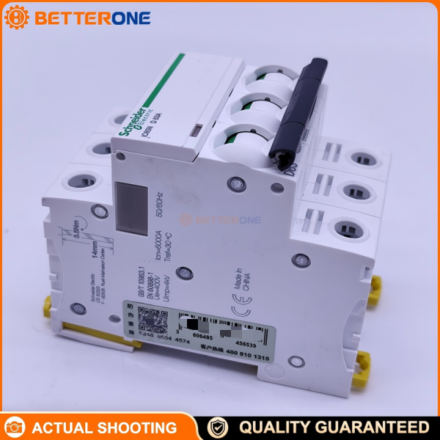 Schneider Electric A9F19363 Acti9 iC65N Miniature Circuit Breaker (MCB), 3P 63A, D Curve, Thermal-Magnetic Protection, 400V, 6kA@440V Breaking Capacity, DIN Rail Mount, Tunnel Terminals (Top/Bottom Wiring)