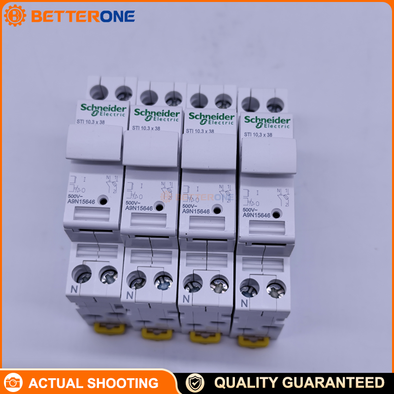 Schneider Electric A9N15646 Acti9 STI Fuse-Disconnector, 1P+N 25A, For 10.3×38mm Fuse Link, aM/gG Fuse Curve, 500VAC Rated, DIN Rail Clip-On, Screw Clamp Terminals, IP20