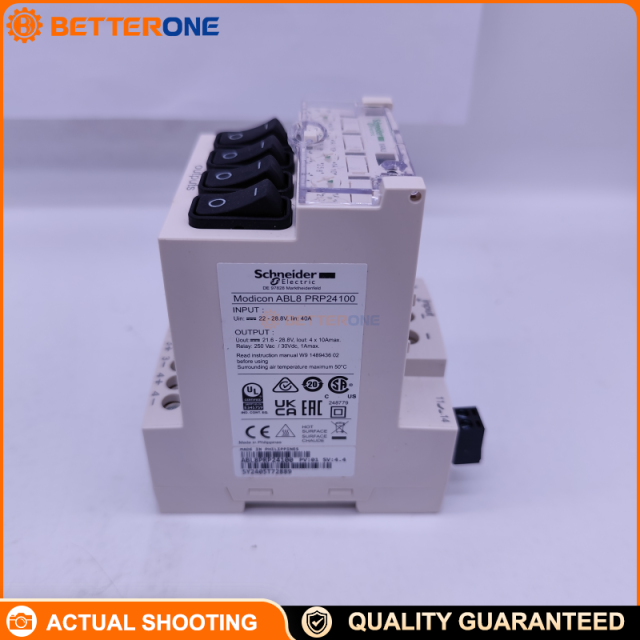 Schneider Electric ABL8PRP24100 Phaseo Electronic Protection Module, 24–28.8VDC Input, 4-Channel Output, 10A Per Channel (1/2.5/4/5/7/8/10A Selectable), 2-Pole Breaking Per Channel, Auto Reset, Integrated Fuse, DIN Rail Mount
