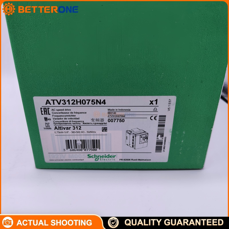 Schneider Electric ATV312H075N4 Altivar 312 Variable Frequency Drive (VFD), 0.75kW / 1HP, 3-Phase 323–550V Supply, 2.3A Output, 0.5–500Hz, Modbus & CANopen Communication, Industrial Motor Speed Control Inverter