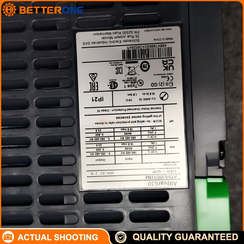 Schneider Electric ATV630D11N4 Altivar Process ATV630 Variable Frequency Drive (VFD), 11kW / 15HP Normal Duty, 7.5kW / 10HP Heavy Duty, 3-Phase 380–480VAC, IP21 / UL Type 1, Integrated EMC Filter (C2/C3), Modbus TCP Ethernet & Modbus Serial, STO SIL3