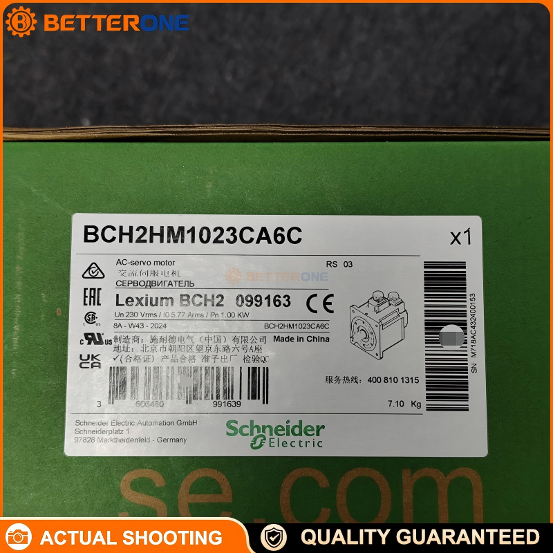 Schneider Electric BCH2HM1023CA6C BCH2 Lexium 28 AC Servo Motor, 130mm Flange, 1000W (1kW), High Inertia 8.41 kg·cm², 220V 1/3-Phase, 20-bit Single-Turn Absolute Encoder, Keyed Shaft, Oil Seal, Straight Connection (MIL Connector), Max 3000rpm