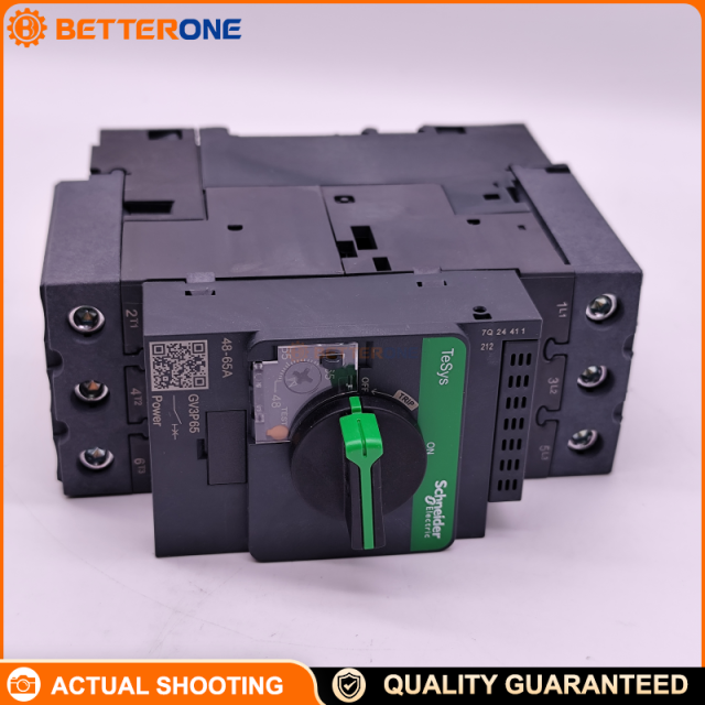 Schneider Electric GV3P65 TeSys GV3 Motor Circuit Breaker / Manual Motor Starter, 3P, Thermal-Magnetic, Adjustable 48–65A, Rated Current 65A, Magnetic Trip 910A, Ue 690VAC, Icu 50kA @ 400/415VAC, Rotary Handle, EverLink BTR Terminals, 30kW @ 400/415V