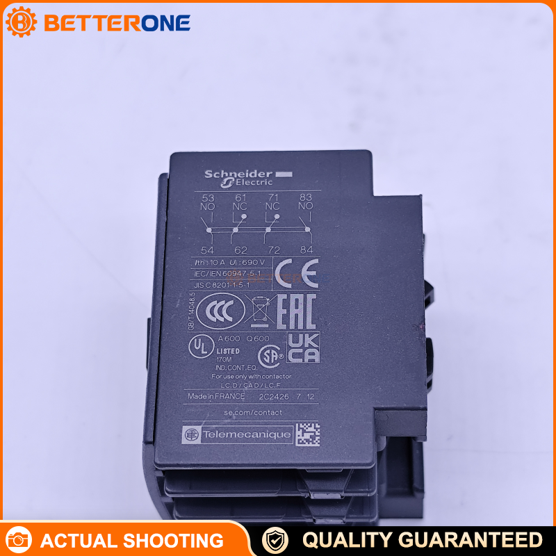 Schneider Electric LADN22 TeSys Deca Auxiliary Contact Block, 2NO+2NC (Mirror NC), Front/Top Clip-On Mount for LC1D09–LC1D150 Contactors, Screw Clamp Terminals, Ui 690V, Ith 10A, Ue 690VAC 25–400Hz