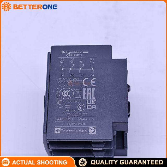 Schneider Electric LADN22 TeSys Deca Auxiliary Contact Block, 2NO+2NC (Mirror NC), Front/Top Clip-On Mount for LC1D09–LC1D150 Contactors, Screw Clamp Terminals, Ui 690V, Ith 10A, Ue 690VAC 25–400Hz
