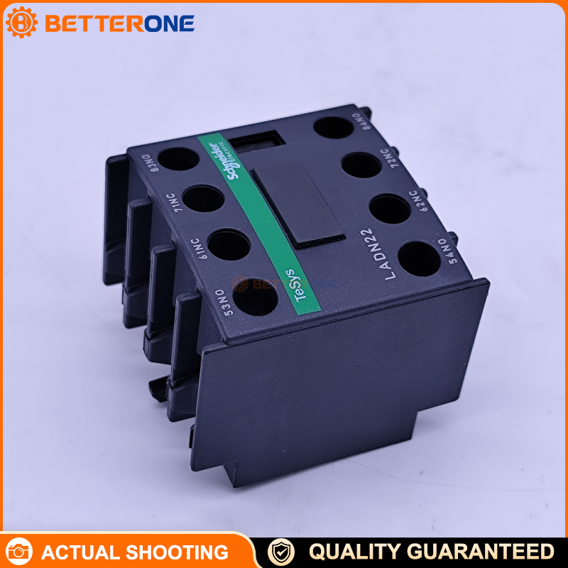 Schneider Electric LADN22 TeSys Deca Auxiliary Contact Block, 2NO+2NC (Mirror NC), Front/Top Clip-On Mount for LC1D09–LC1D150 Contactors, Screw Clamp Terminals, Ui 690V, Ith 10A, Ue 690VAC 25–400Hz