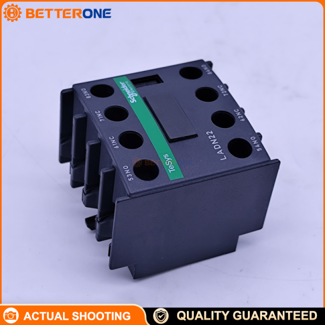 Schneider Electric LADN22 TeSys Deca Auxiliary Contact Block, 2NO+2NC (Mirror NC), Front/Top Clip-On Mount for LC1D09–LC1D150 Contactors, Screw Clamp Terminals, Ui 690V, Ith 10A, Ue 690VAC 25–400Hz