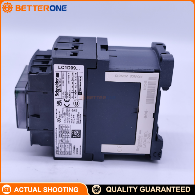 Schneider Electric LC1D09BD TeSys D Contactor, 3P (3NO), AC-3 9A ≤440VAC, 24VDC Coil, 4kW @ 400VAC, Built-in 1NO+1NC Aux (Mirror NC), Screw Clamp Terminals, Up to 100kA SCCR
