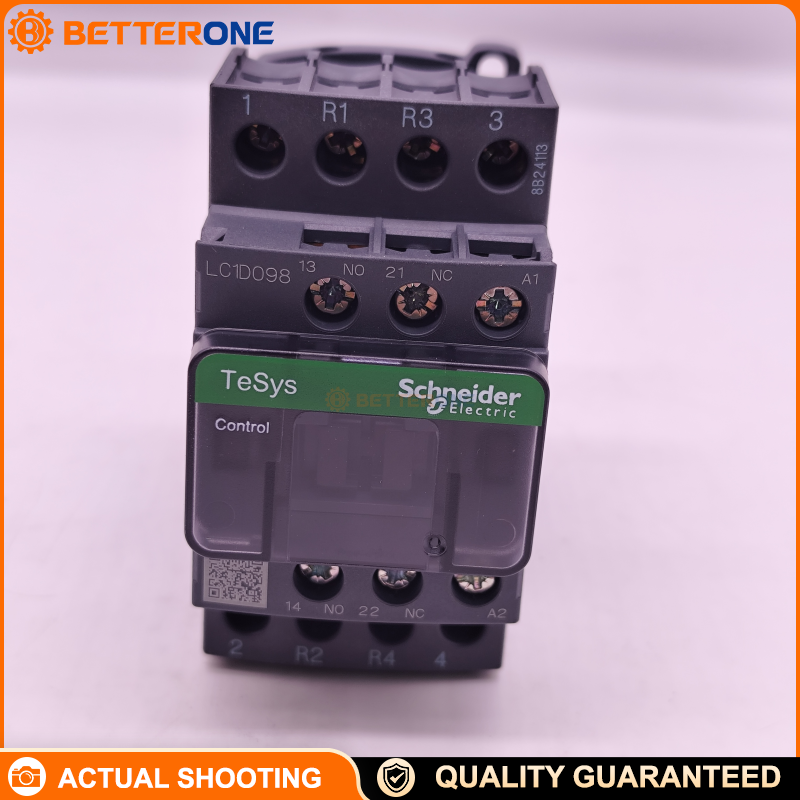 Schneider Electric LC1D098P7 TeSys D Contactor, 4P (2NO+2NC), AC-1 20A ≤440VAC, 230VAC 50/60Hz Coil (P7), Built-In 1NO+1NC Aux (Mirror NC), Screw Clamp Terminals, DIN-Rail/Panel Mount, 45mm Width