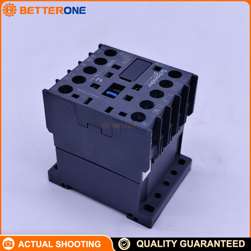 Schneider Electric LC1K0601B7 TeSys K Mini Contactor, 3P (3NO), AC-3 6A ≤440VAC, 2.2kW @ 400VAC, 24VAC 50/60Hz Coil (B7), Built-In 1NC Auxiliary Contact, Screw Clamp Terminals, DIN-Rail/Panel Mount, Compact 45mm Width