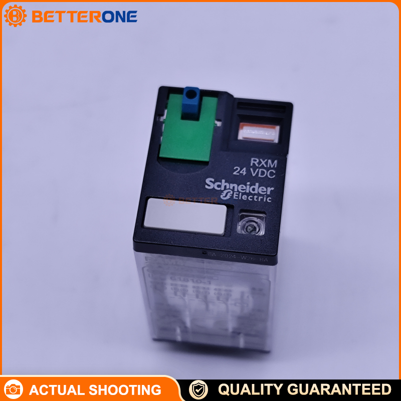 Schneider Electric RXM4AB2BD Harmony Miniature Plug-In Relay, 6A, 4C/O (4PDT), 24VDC Coil (BD), With LED Indicator, Lockable Test Button & Mechanical Flag, For RXZE Socket, 250VAC / 28VDC Switching