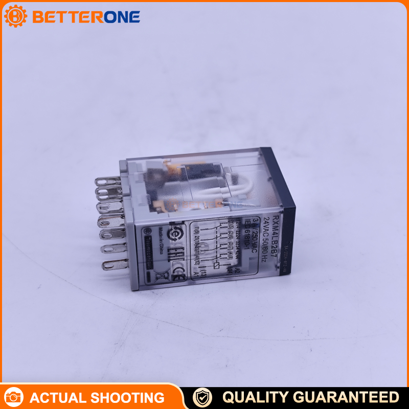 Schneider Electric RXM4LB2B7 Harmony Miniature Plug-In Relay, 4C/O (4PDT), 24VAC 50/60Hz Coil, 3A (Ithe), With LED Indicator & Mechanical Flag, Socket Mount for RXZE Base, 250VAC/28VDC Switching