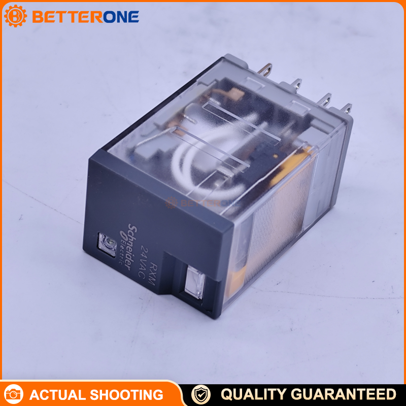 Schneider Electric RXM4LB2B7 Harmony Miniature Plug-In Relay, 4C/O (4PDT), 24VAC 50/60Hz Coil, 3A (Ithe), With LED Indicator & Mechanical Flag, Socket Mount for RXZE Base, 250VAC/28VDC Switching